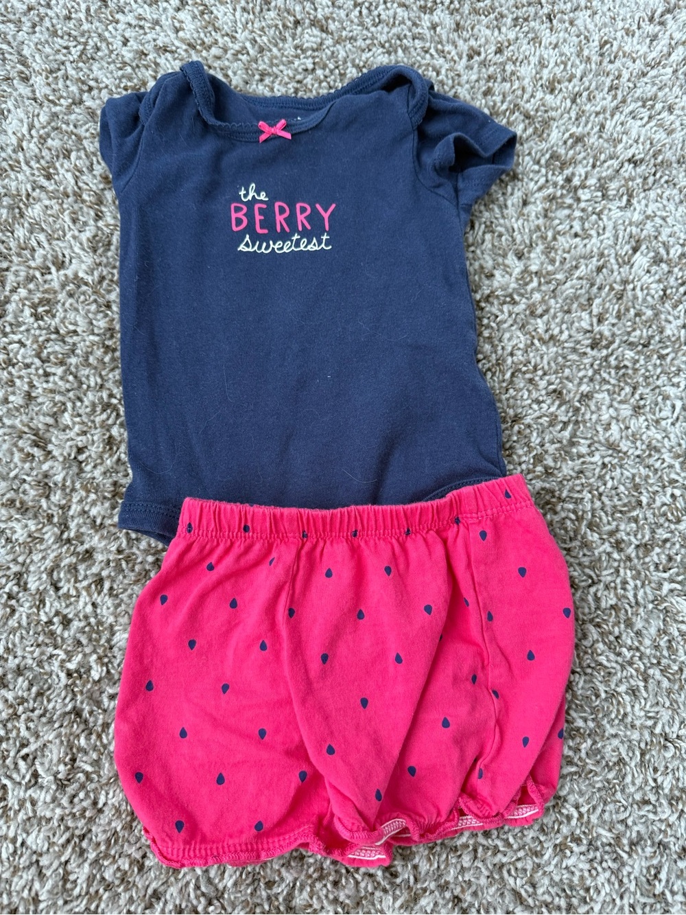 Navy 'The Berry Sweetest' Top with Pink Dot Shorts Set